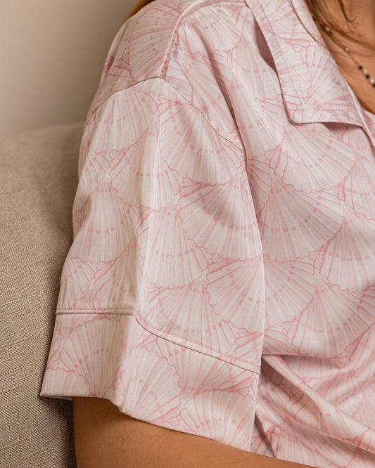 Pink Seashells Satin Pyjama Set