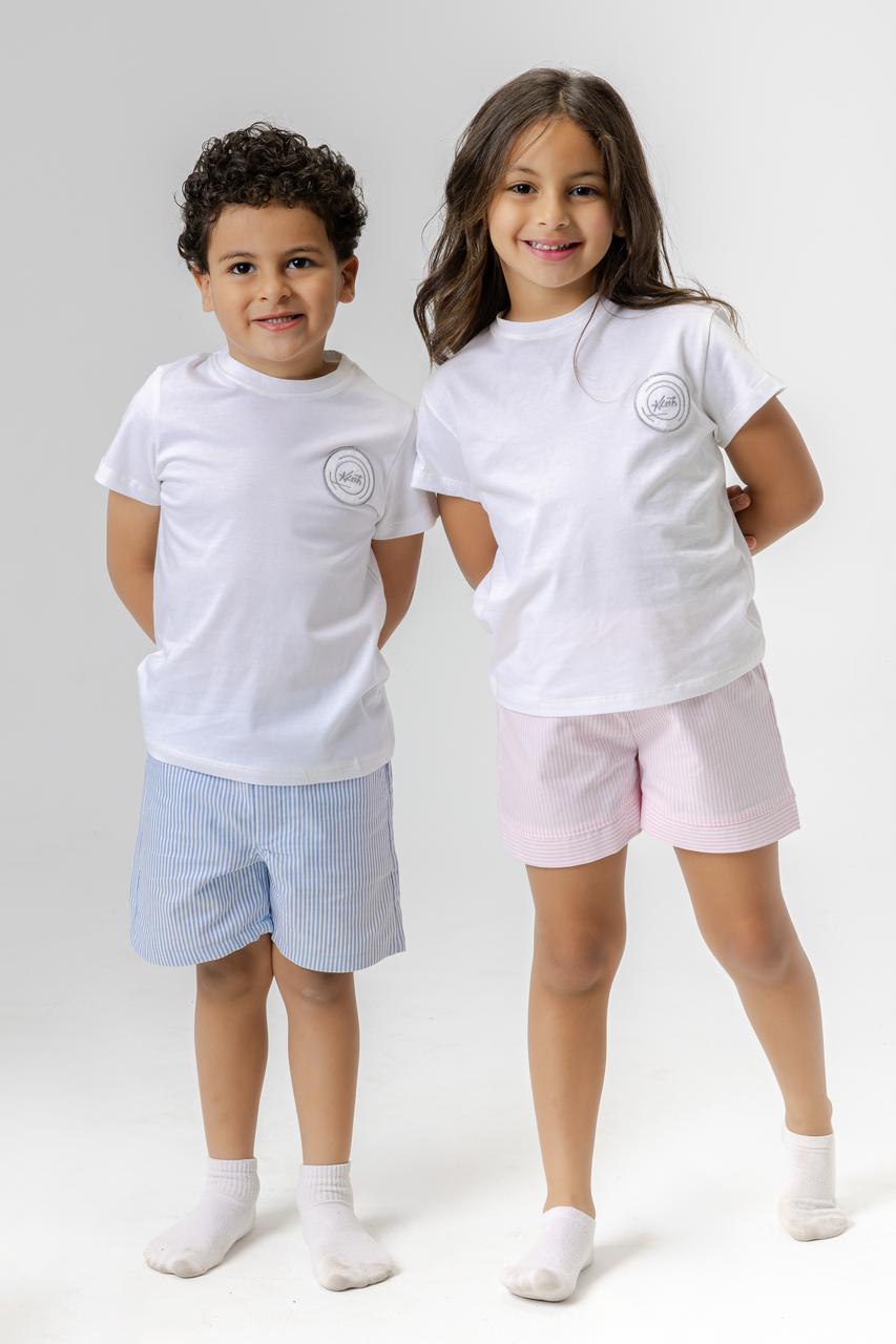pink shorts girls + white top (kids)