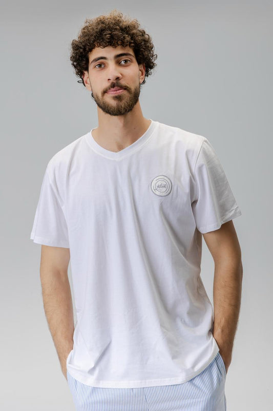 blue pants men + white top