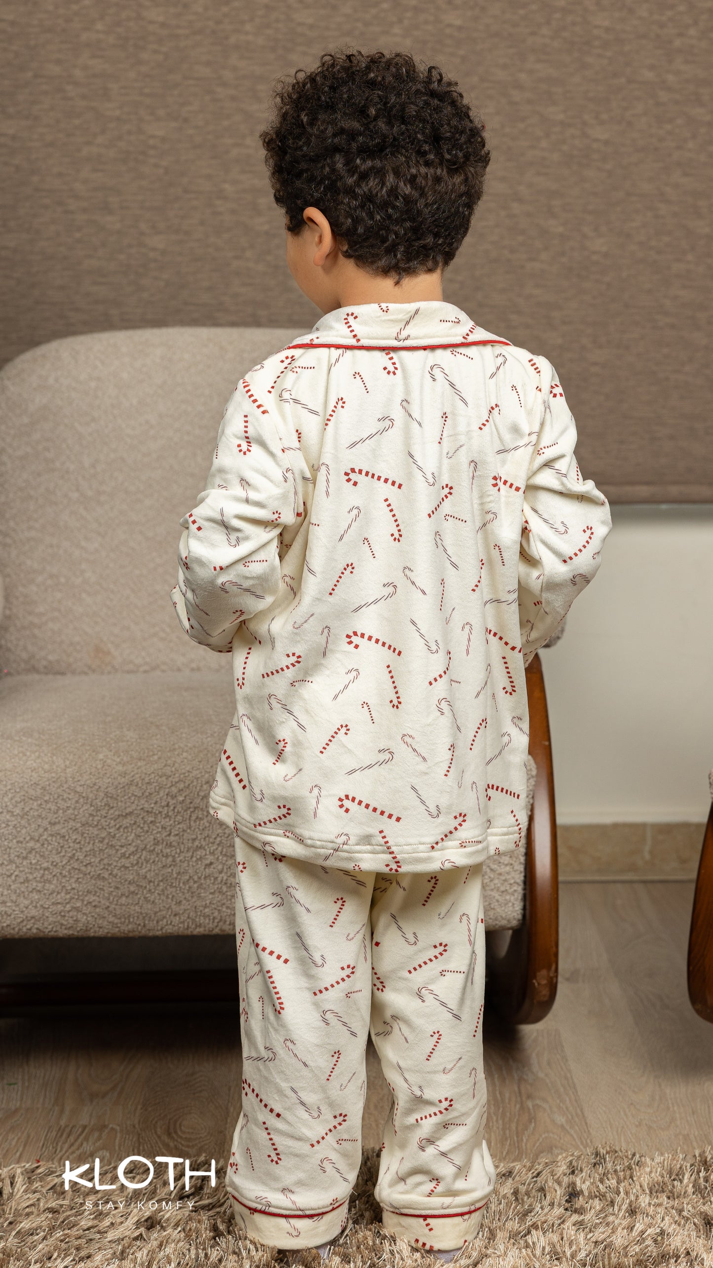 Off-White Candy-Cane Buttoned Set