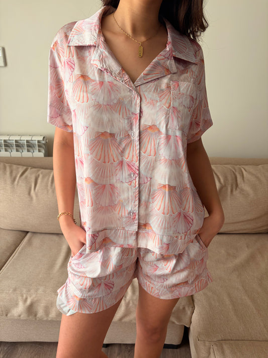 Coral Shells Satin Pjs