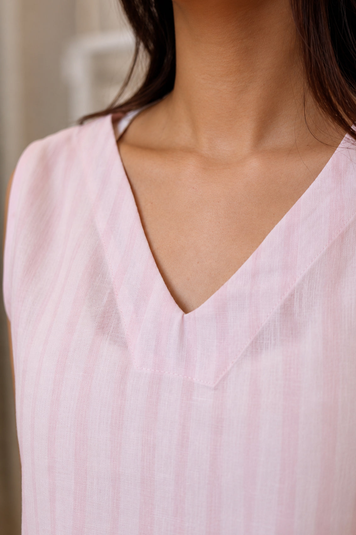 Pink-striped Linen Lounge Set