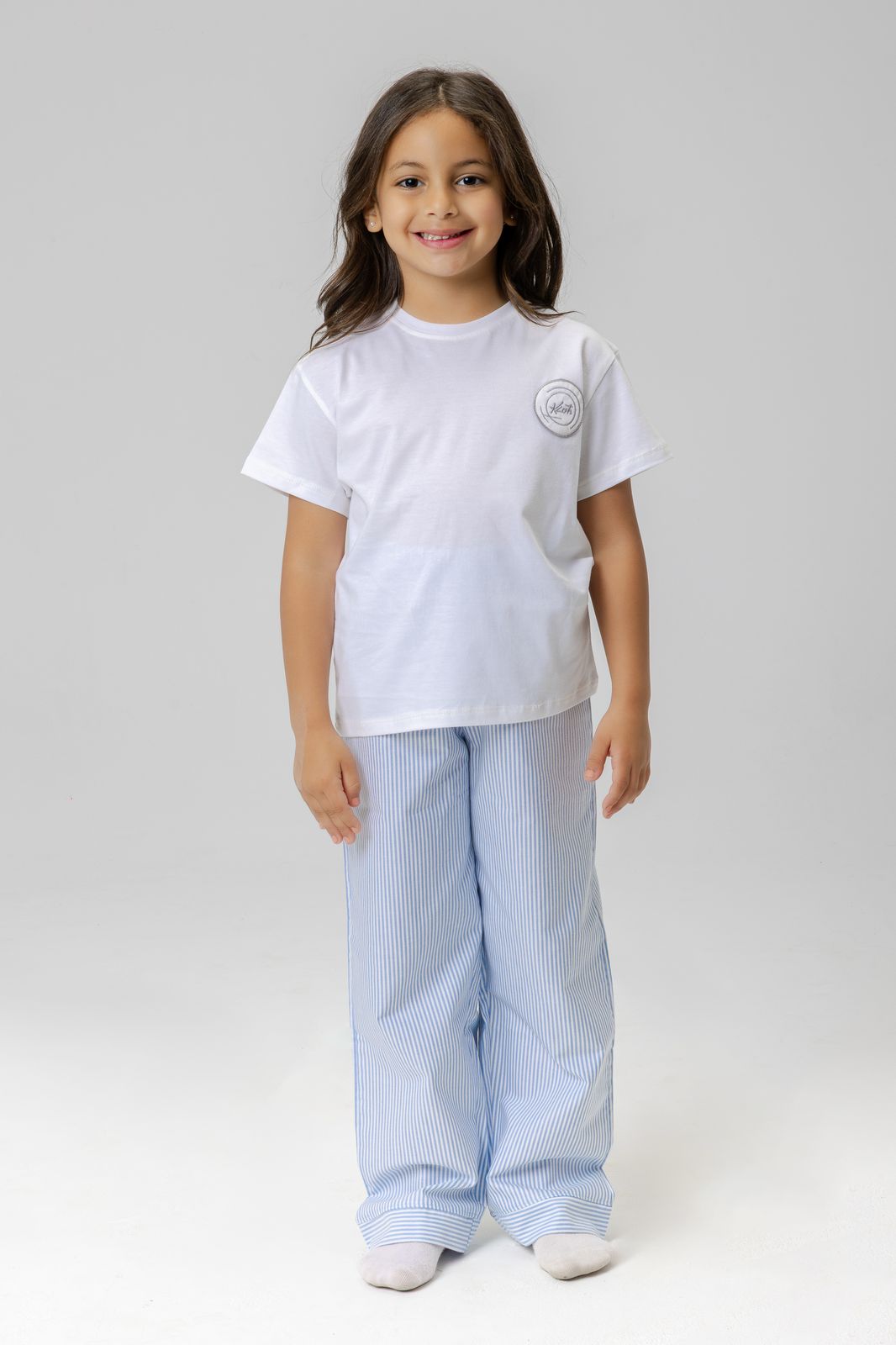 blue pants girls + white top for girls kids