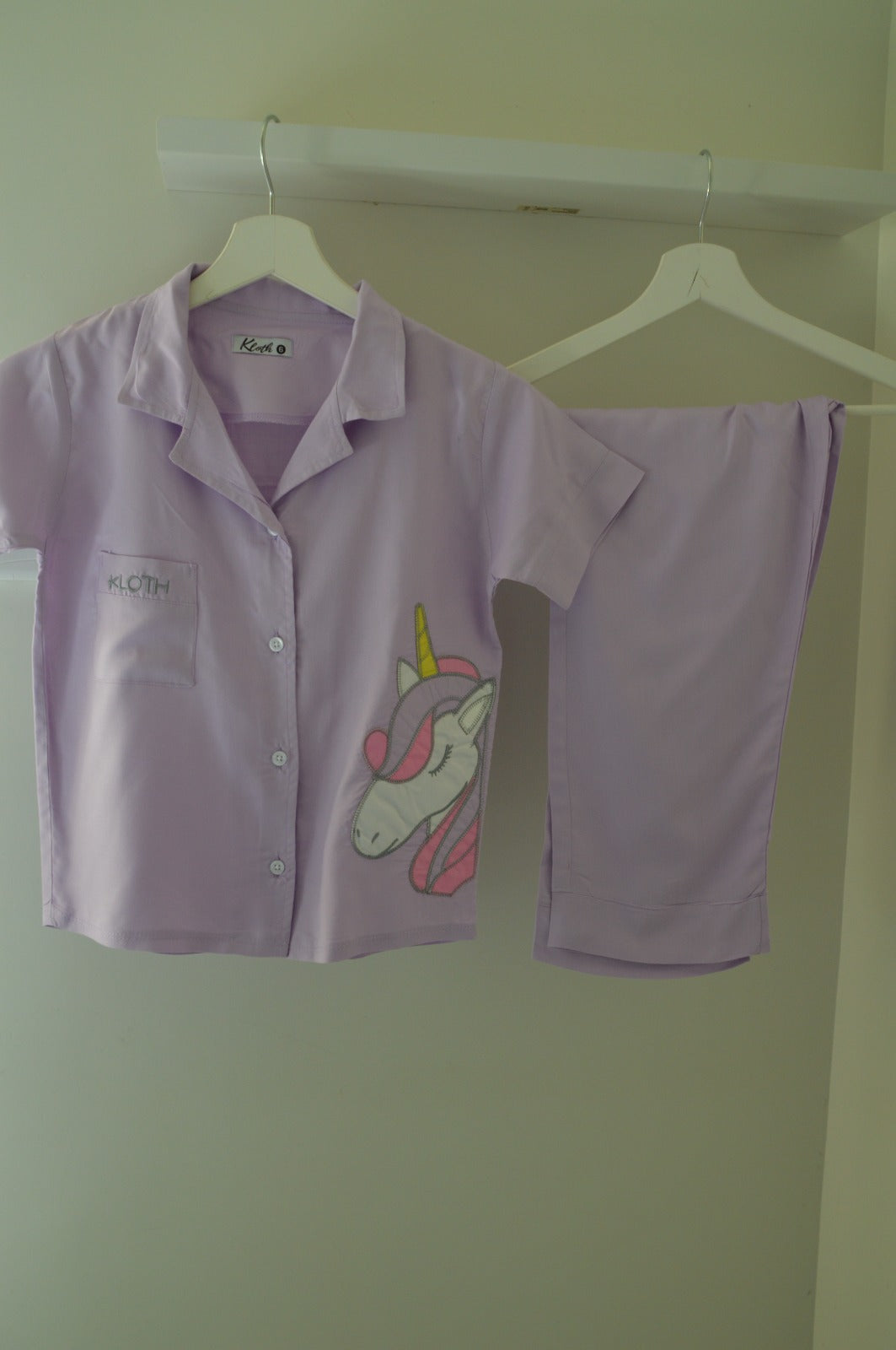 purple unicorn summer pajamas