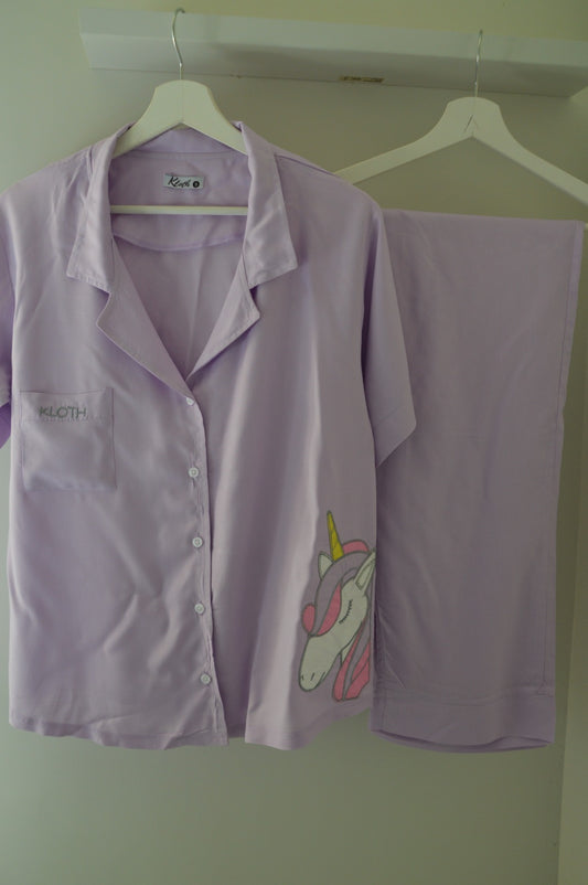 purple unicorn summer pajamas