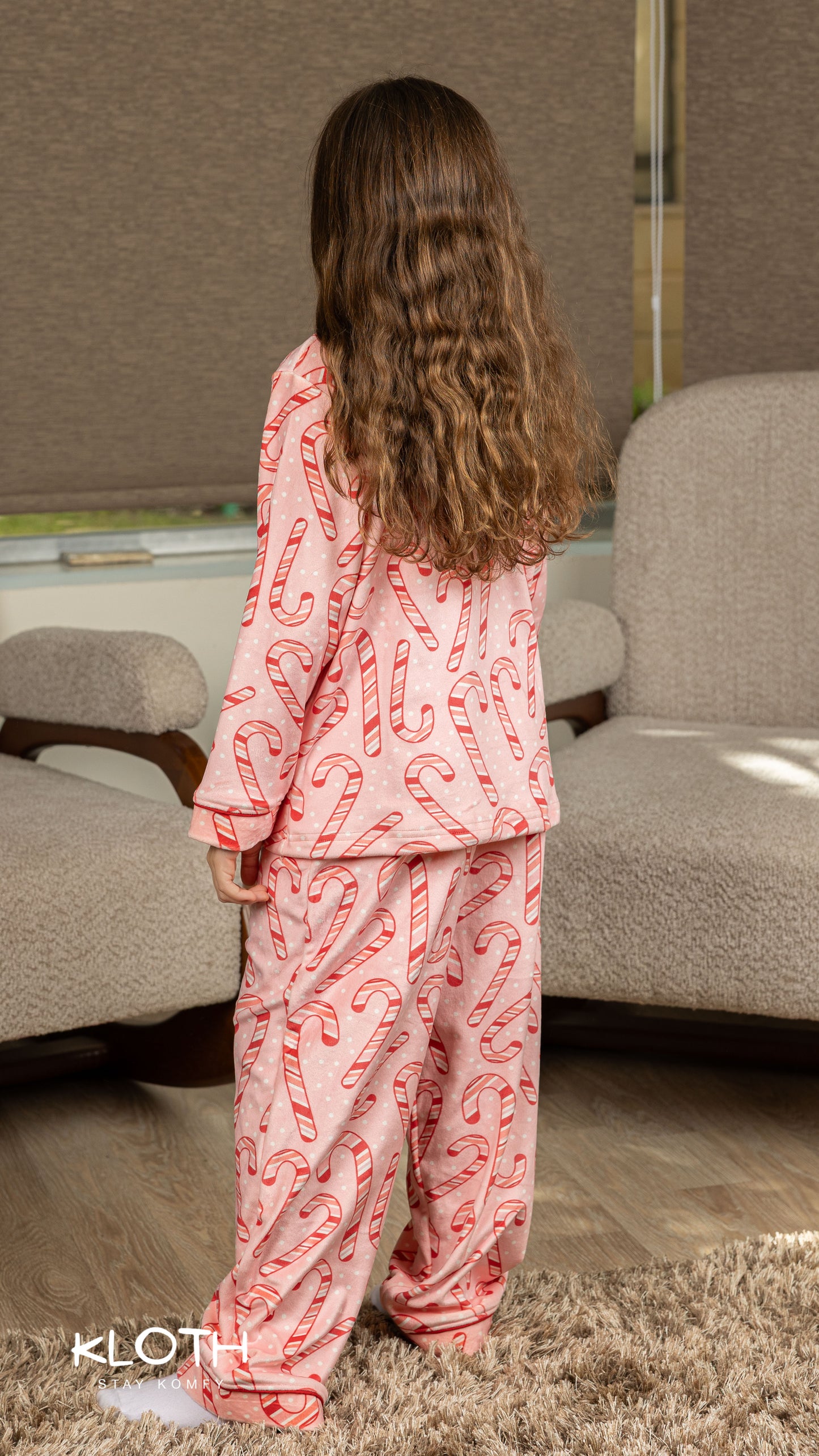 Pink Candy-Cane Buttoned Set