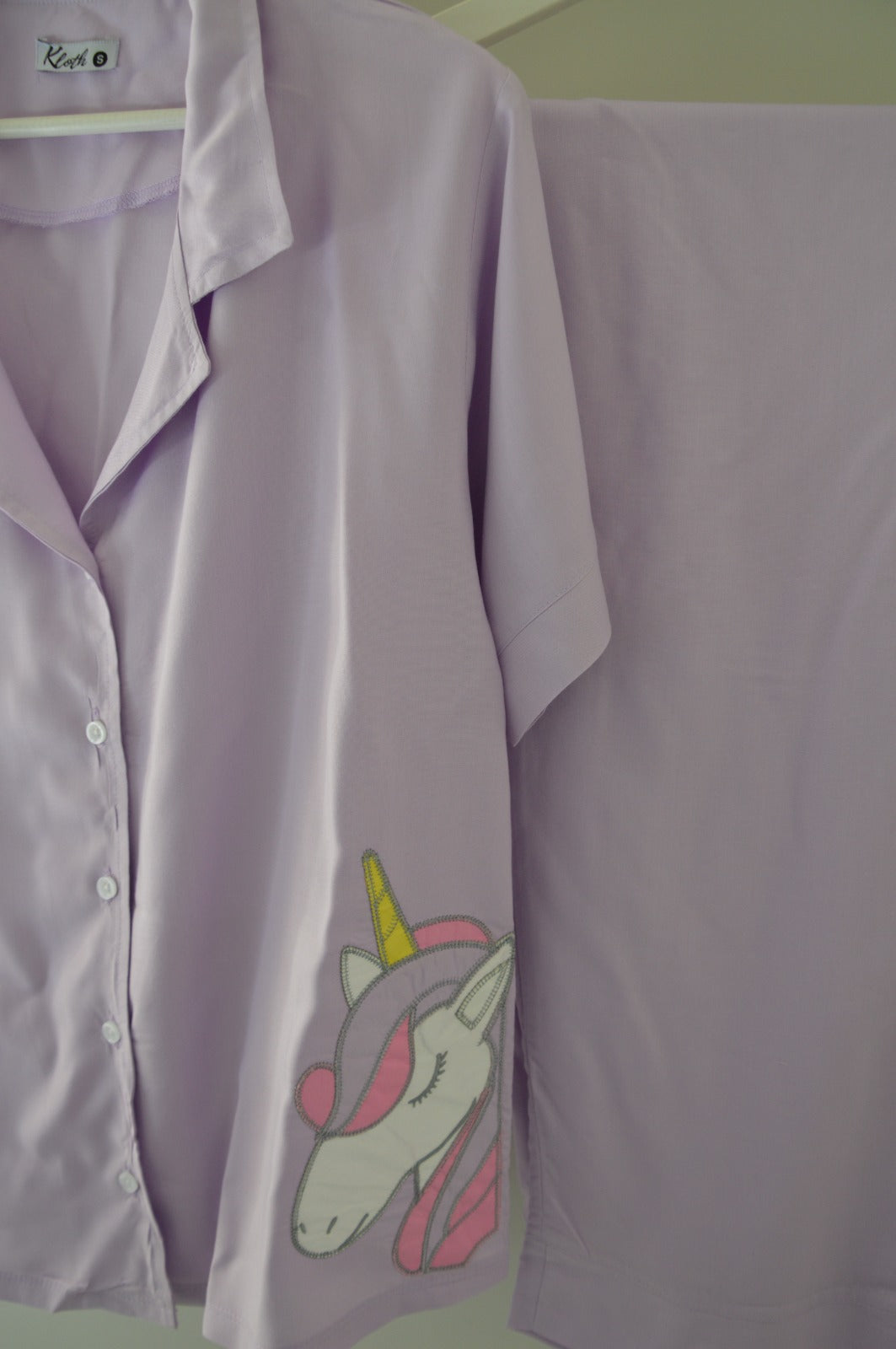 purple unicorn summer pajamas