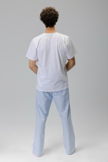 blue pants men + white top