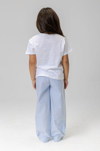blue pants girls + white top for girls kids