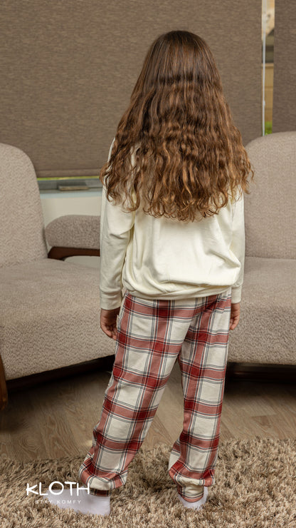 Burgundy Plaid Crewneck Set