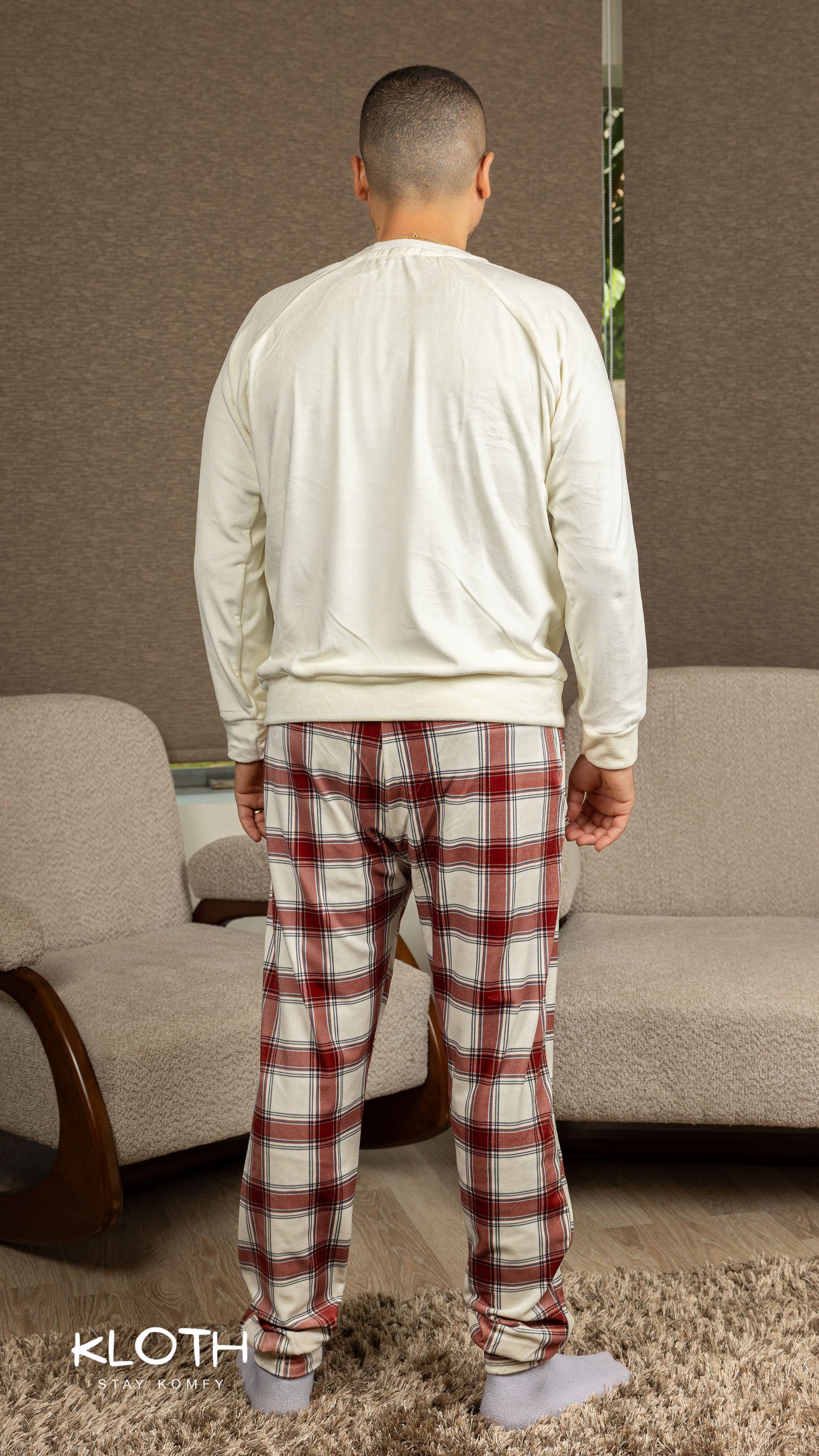 Burgundy Plaid Crewneck Set