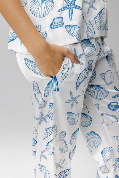 Blue sea shells pajama pants