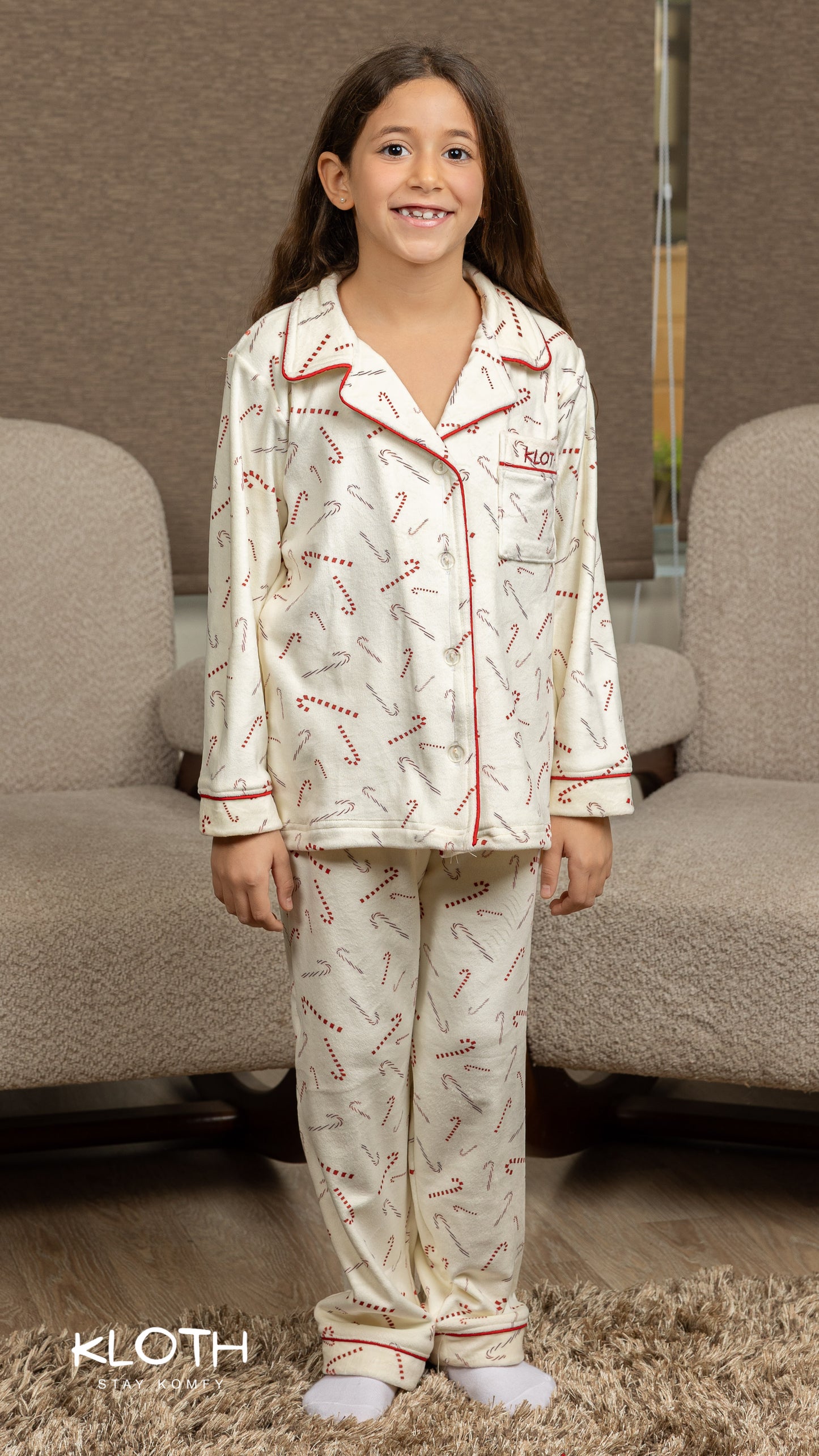 Off-White Candy-Cane Buttoned Set