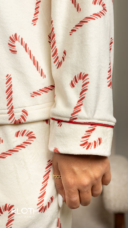 Off-White Candy-Cane Buttoned Set