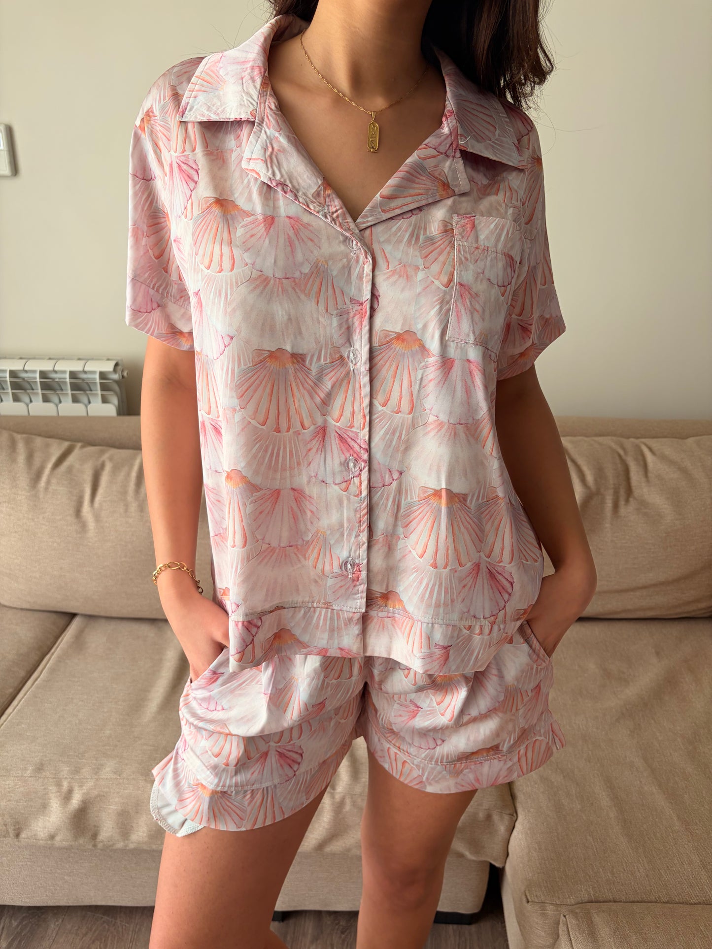 Coral Shells Satin Pjs