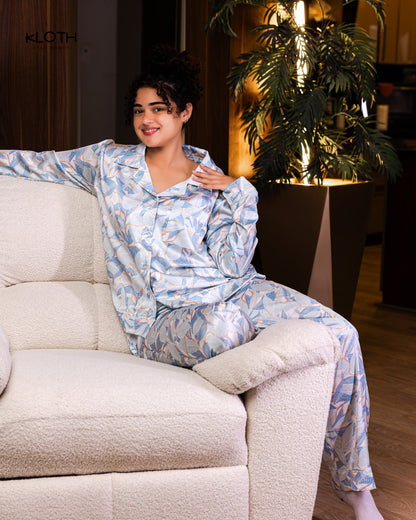 Blues meadow satin set