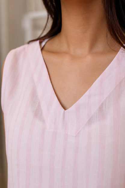 Pink-striped Linen Lounge Set