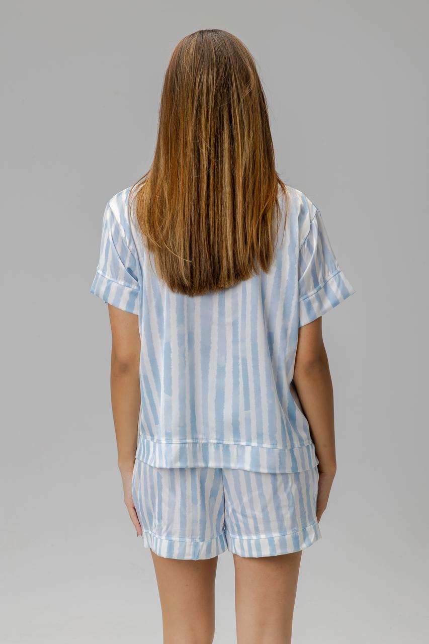 blue striped satin pajamas  shorts