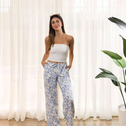 Waves Linen Flowy Pants