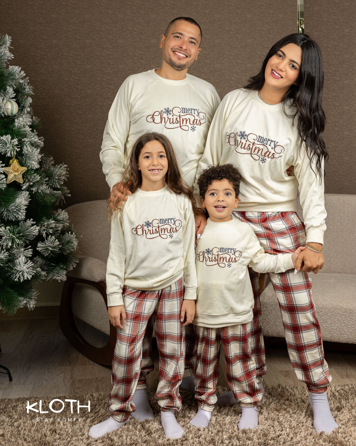 Burgundy Plaid Crewneck Set