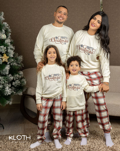 Burgundy Plaid Crewneck Set