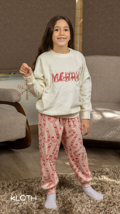 Pink Candy-Cane Crewneck Set