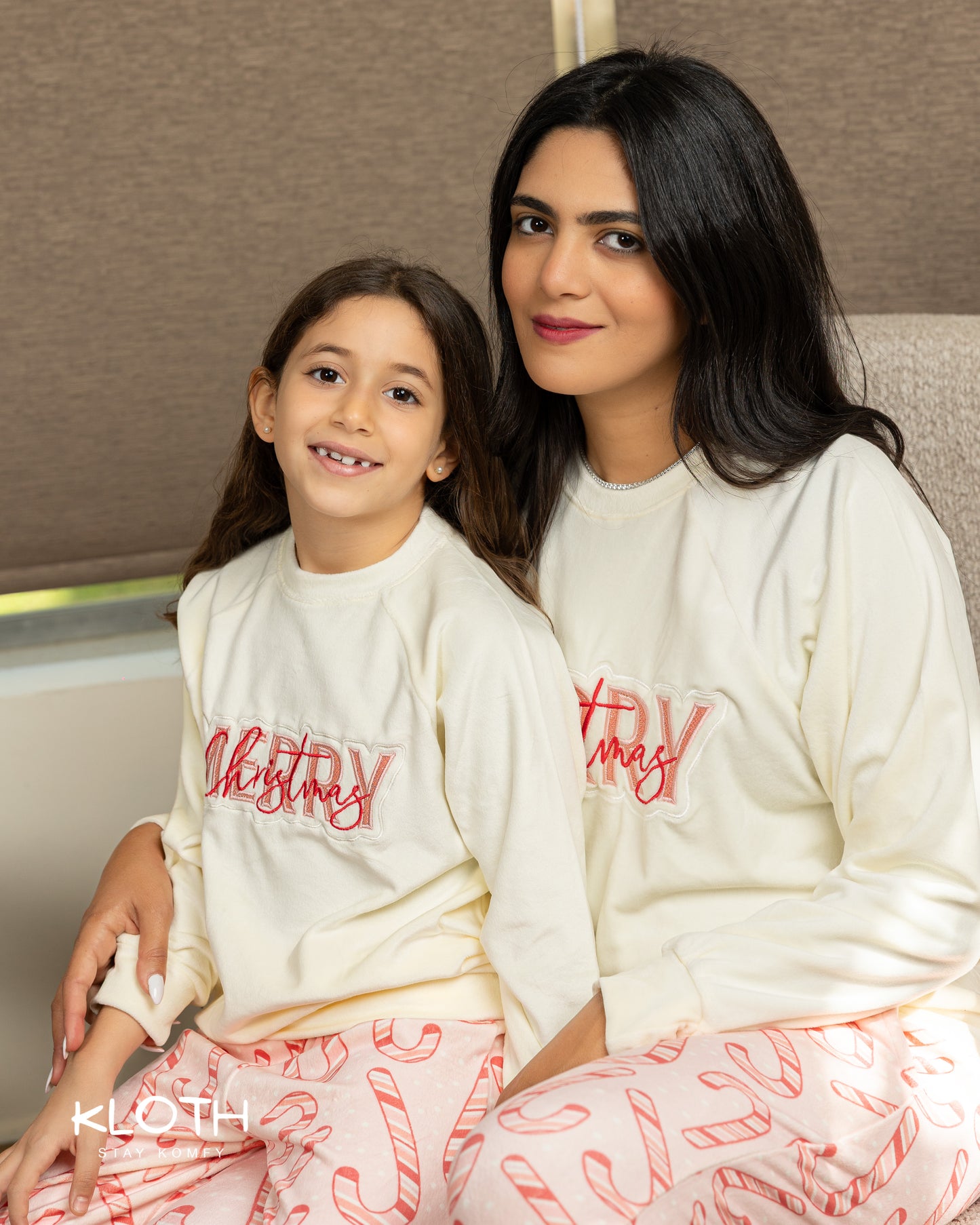 Pink Candy-Cane Crewneck Set