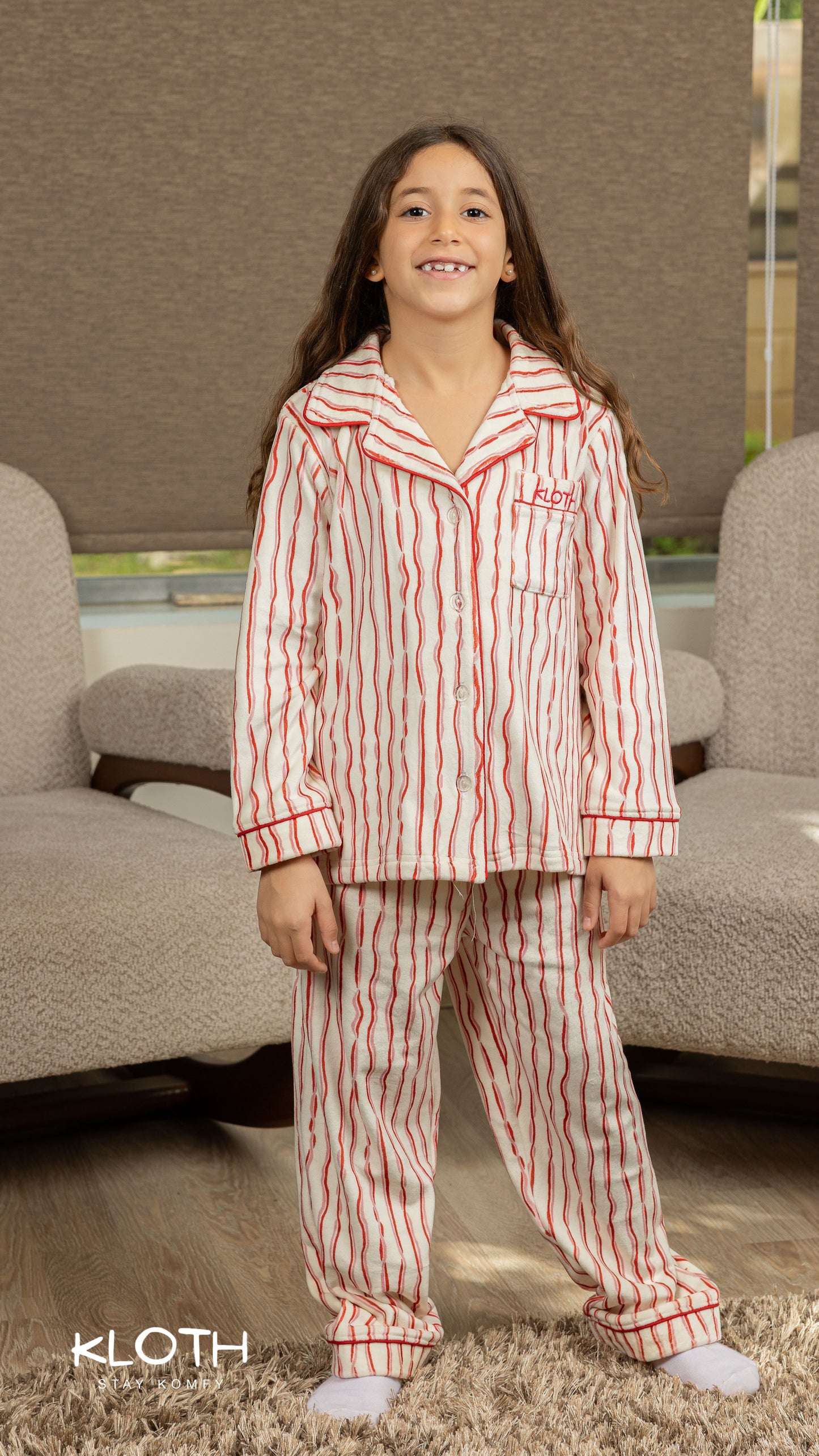 Striped Candy-Cane Buttoned Set
