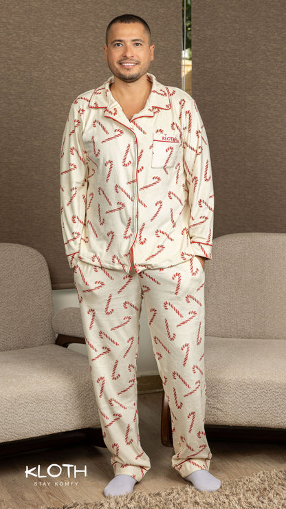 Off-White Candy-Cane Buttoned Set