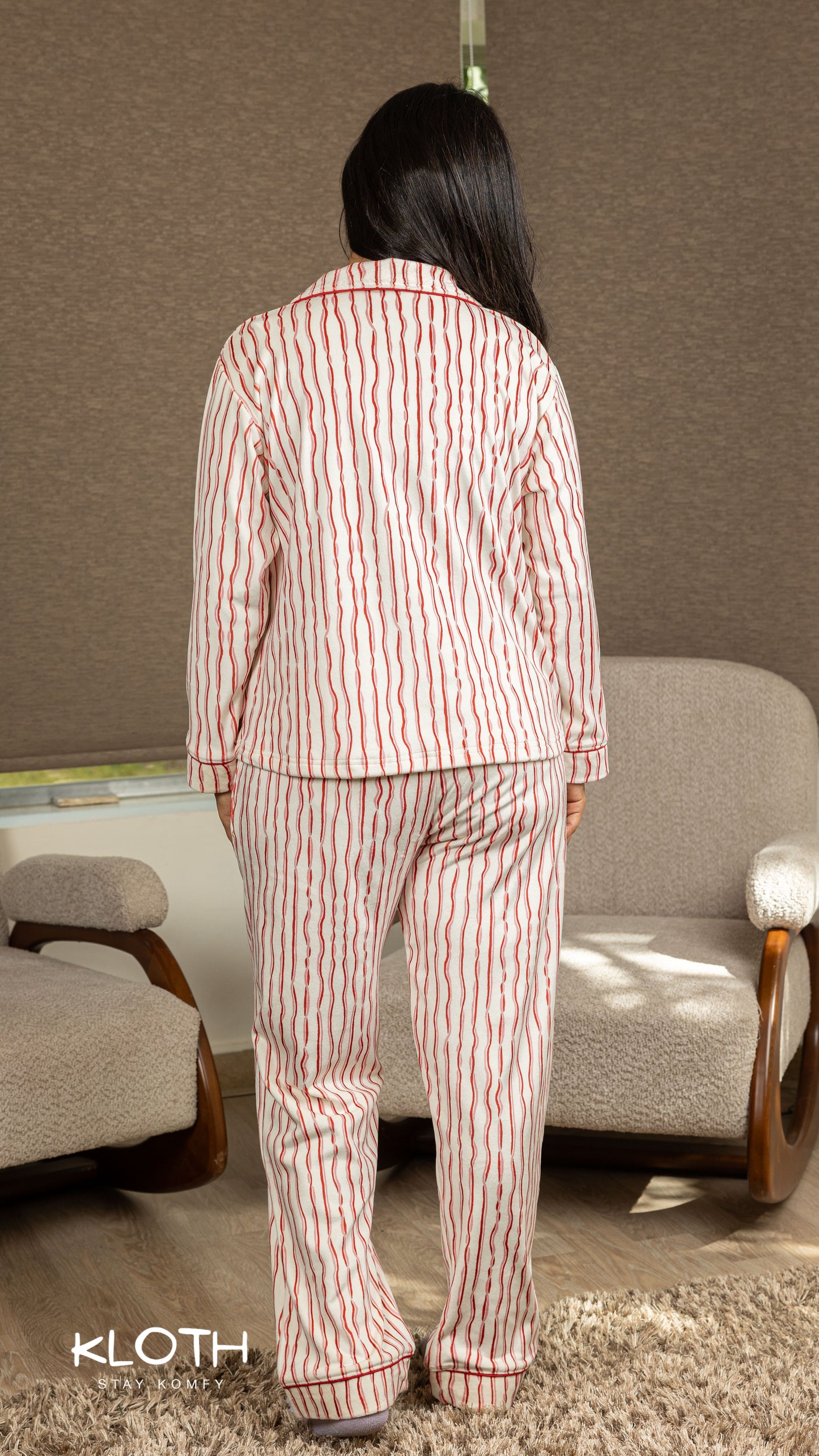 Striped Candy-Cane Buttoned Set