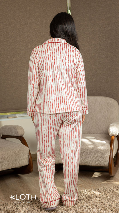 Striped Candy-Cane Buttoned Set