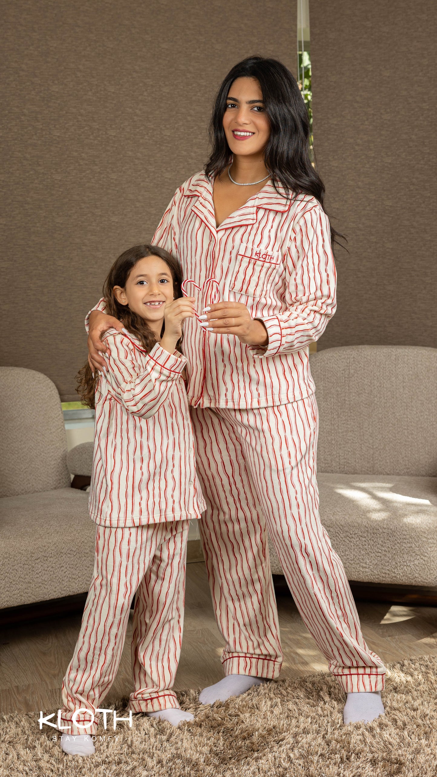 Striped Candy-Cane Buttoned Set