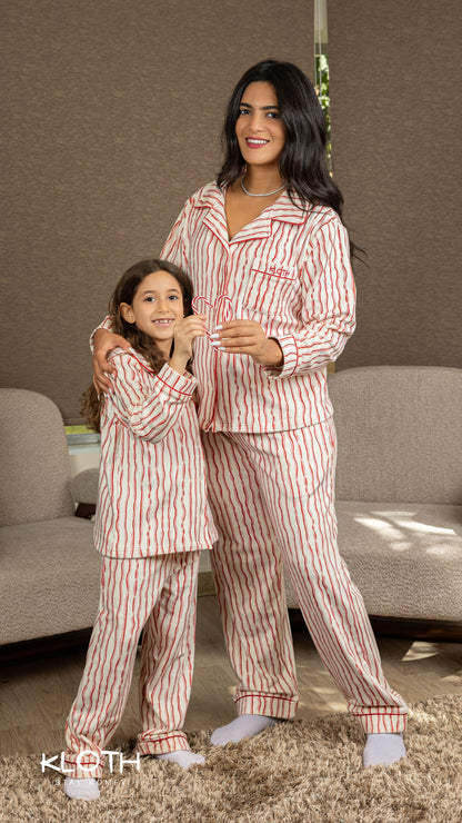 Striped Candy-Cane Buttoned Set