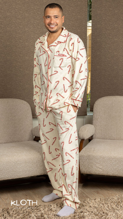 Off-White Candy-Cane Buttoned Set