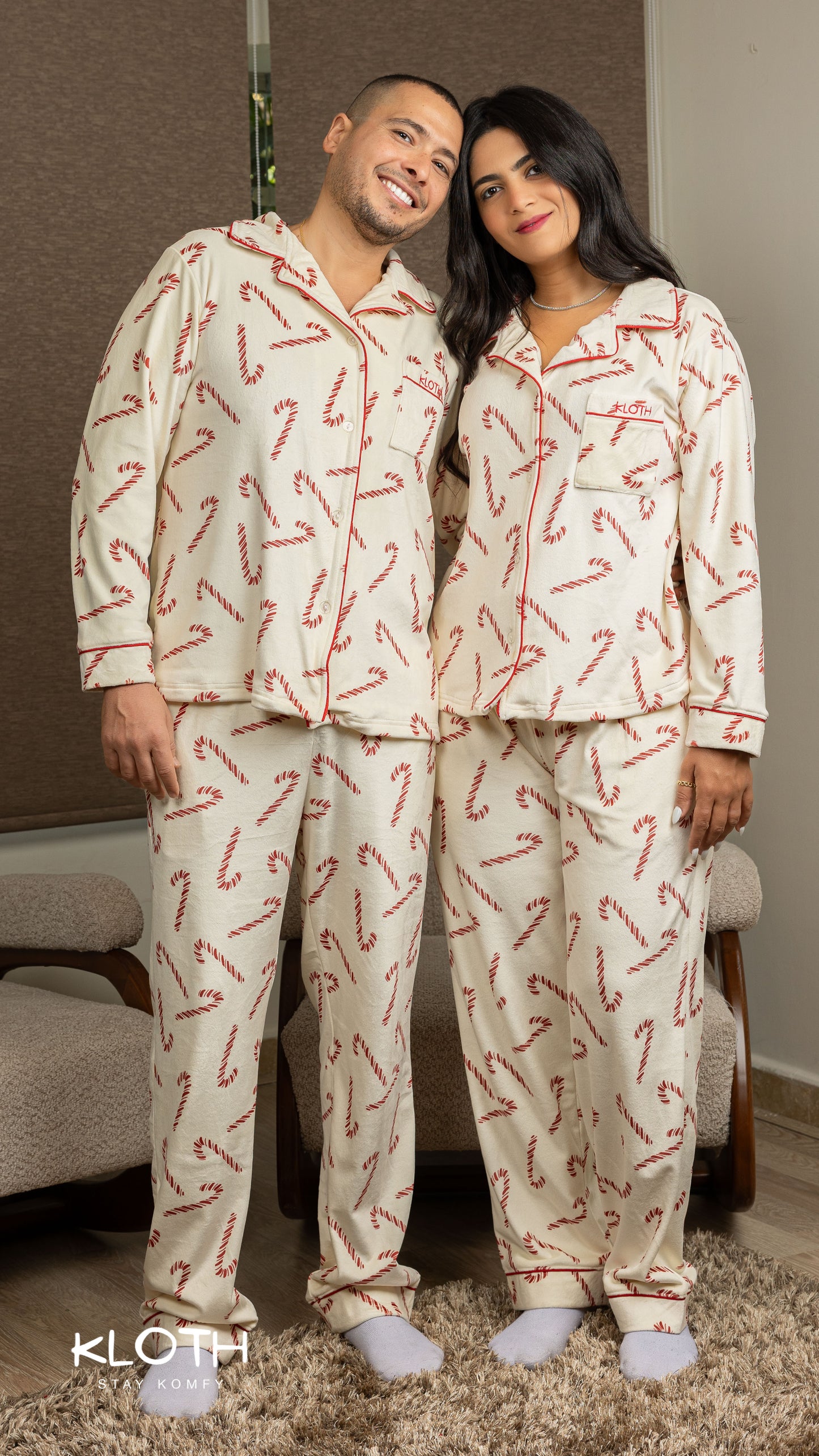 Off-White Candy-Cane Buttoned Set