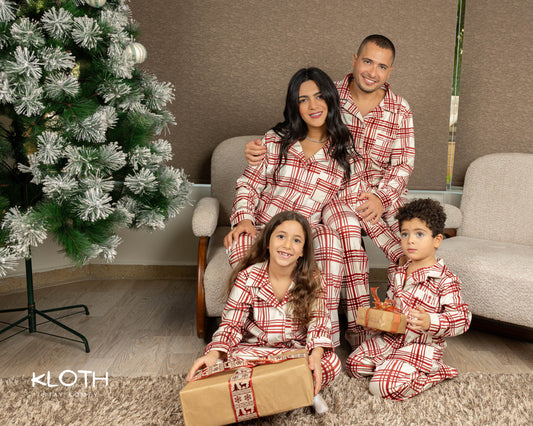 Red Plaid Buttoned Set