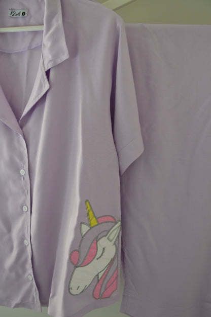 purple unicorn summer pajamas